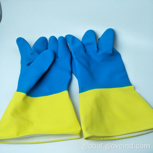 Latex Household Gloves double color heat resistance cleaning household latex glove Supplier
